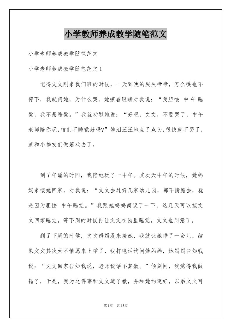 小学教师养成教学随笔范文