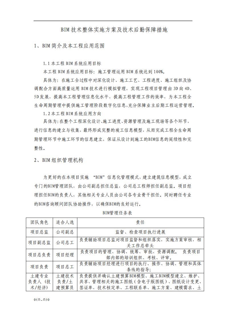 BIM技术整体实施方案及技术后勤保障措施