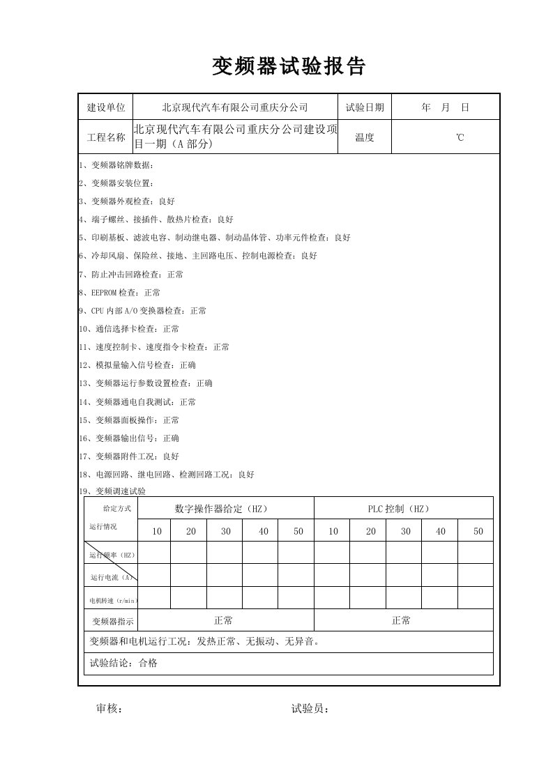 变频器试验报告