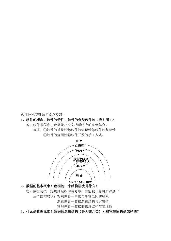 软件技术基础知识要点复习