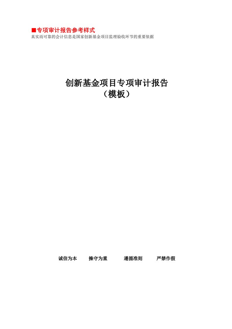 科技型中小企业技术创新基金专项审计报告模版