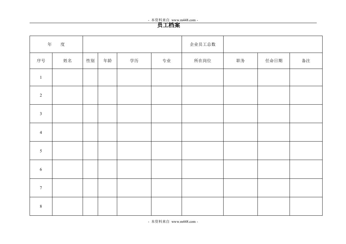 表格档案1-企业职工名册-其它制度表格