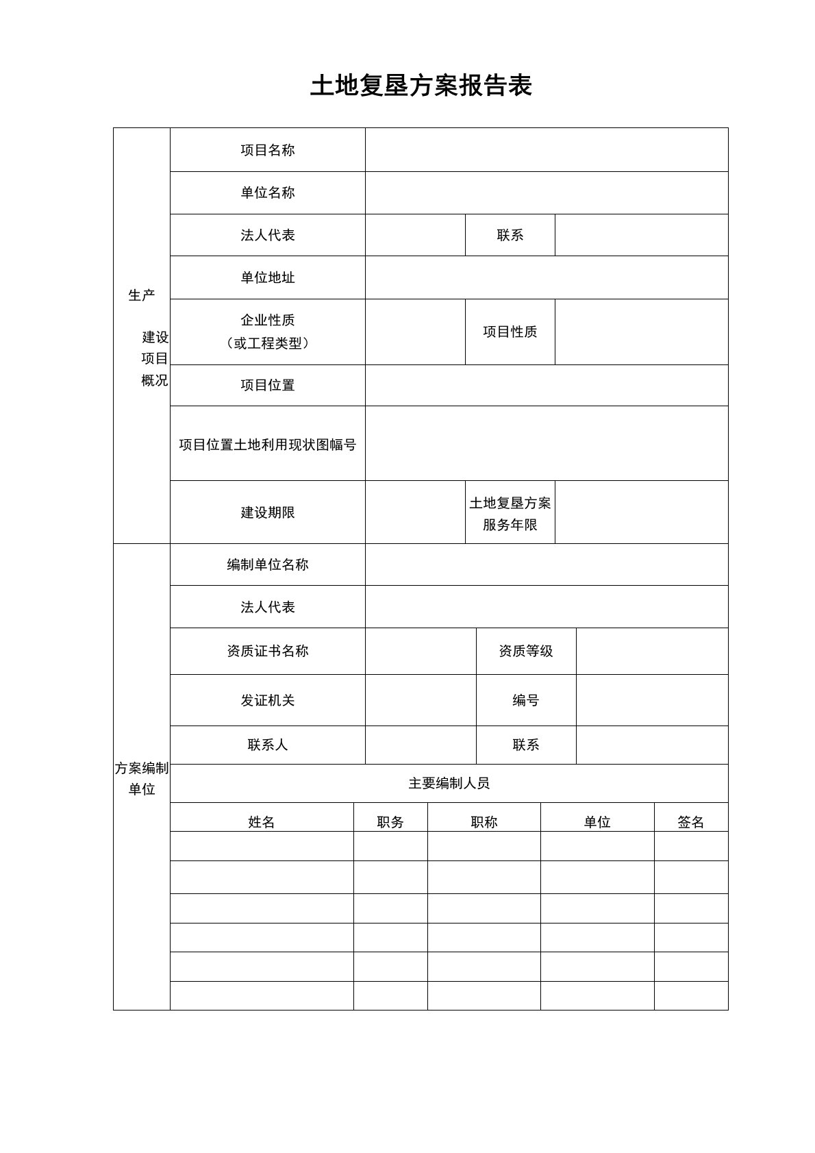 土地复垦方案报告表