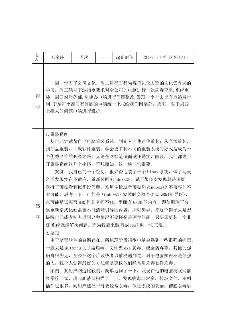 网络管理员实习周记12篇