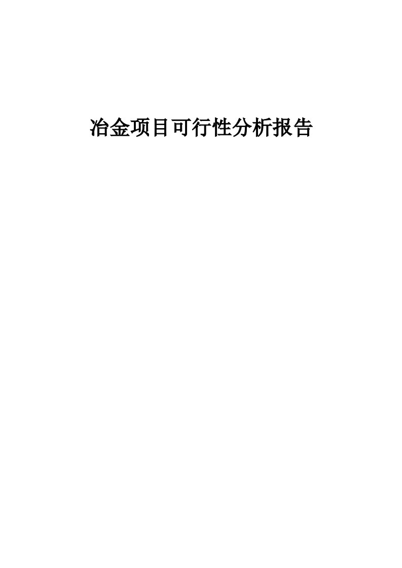 冶金项目可行性分析报告