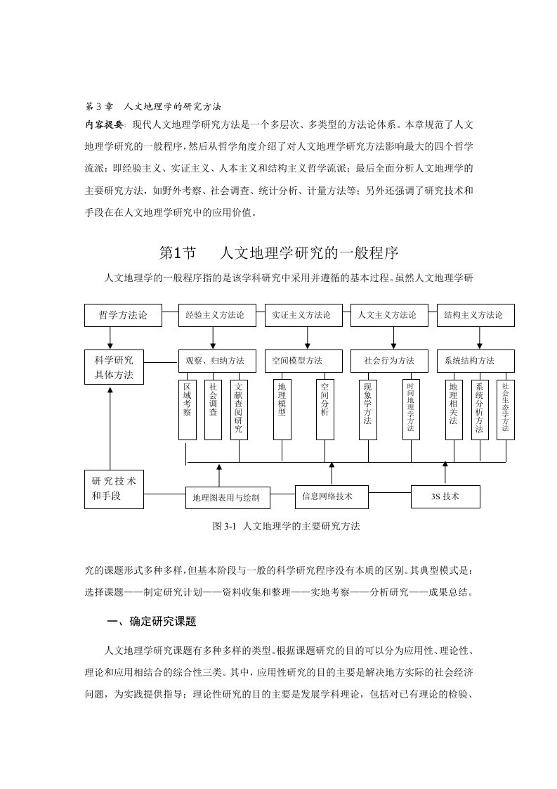 人文地理学的研究方法