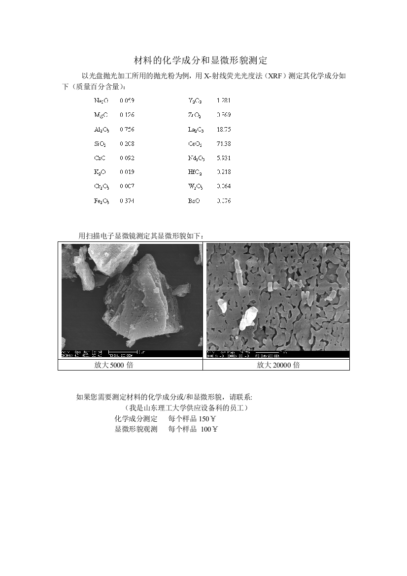 材料的化学成分和显微形貌测定