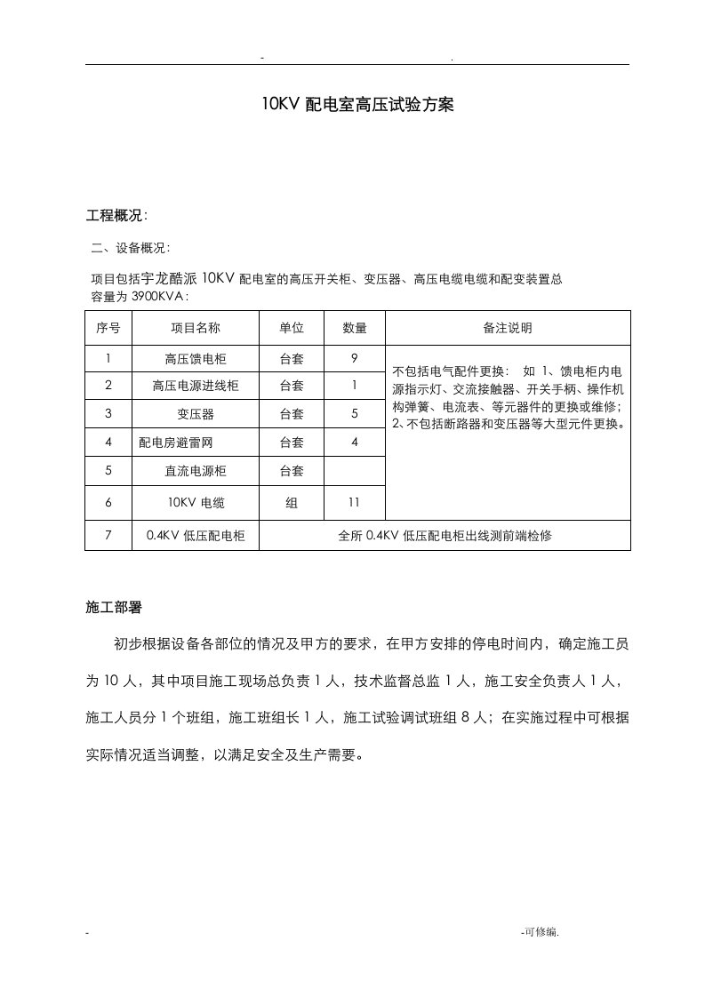 高压电气预防性试验方案