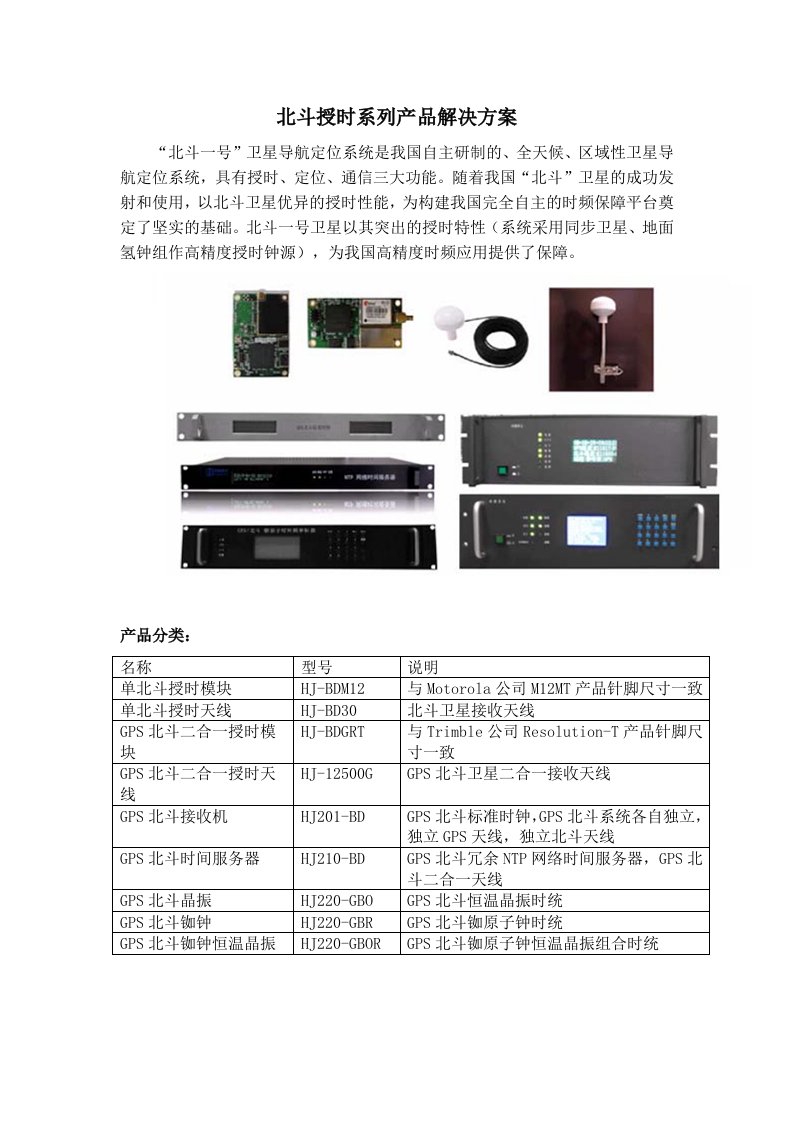 北斗授时系列产品解决方案