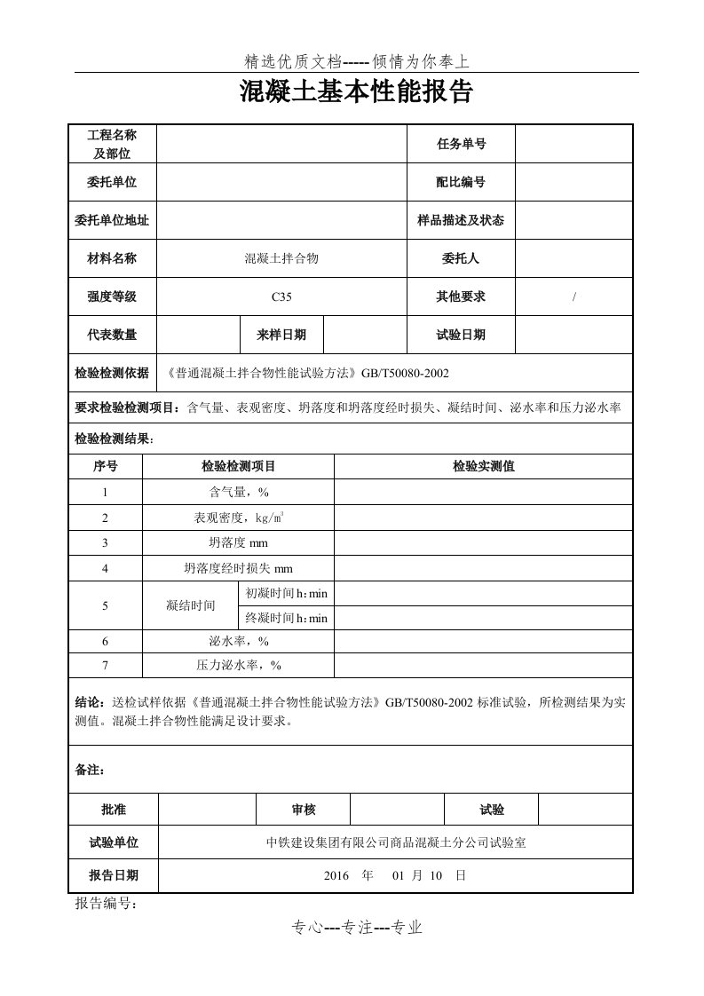 大体量混凝土性能报告(共2页)