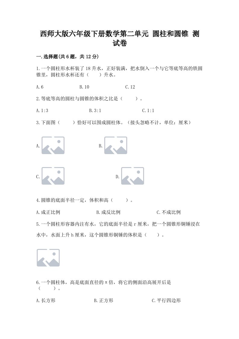 西师大版六年级下册数学第二单元