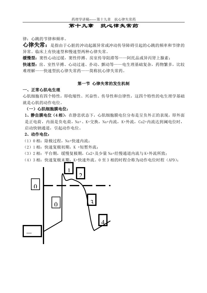 药理学讲稿之第十九章-抗心律失常药