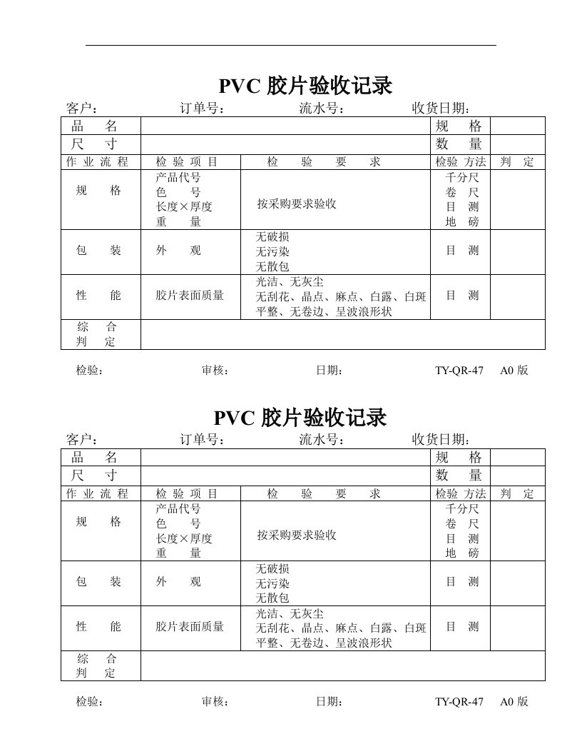 【管理精品】PVC胶片检验