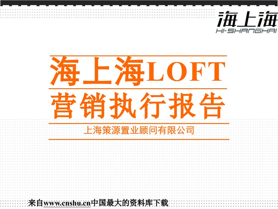 【海上海LOFT项目营销执行报告】（PPT