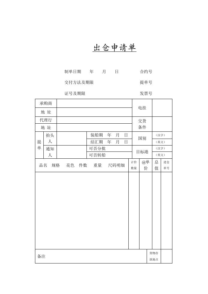 国际物流单证大全新版资料