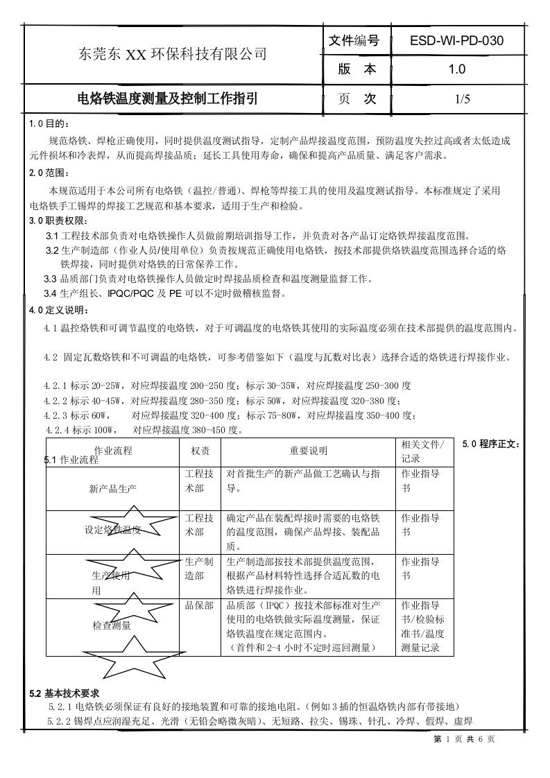 电烙铁使用温度测量规范