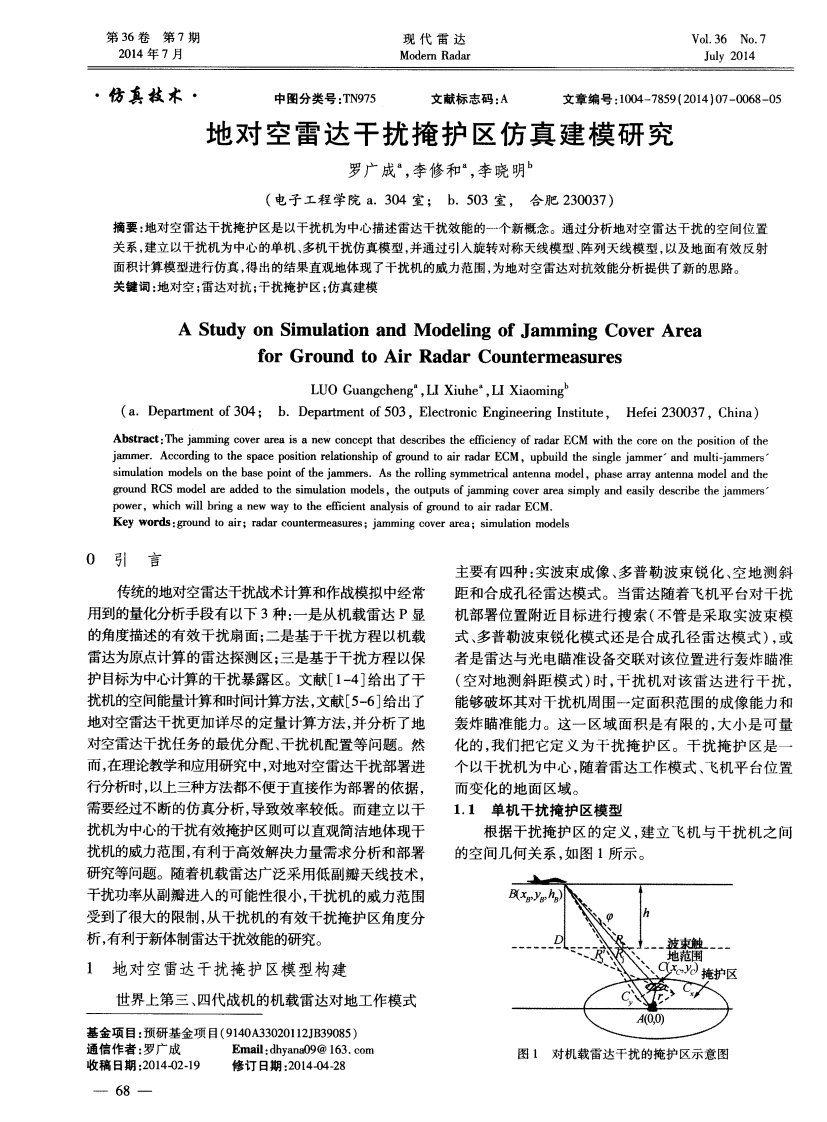 地对空雷达干扰掩护区仿真建模研究-论文