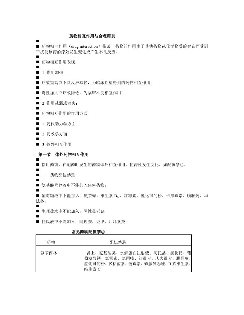 药物相互应用与合理用药