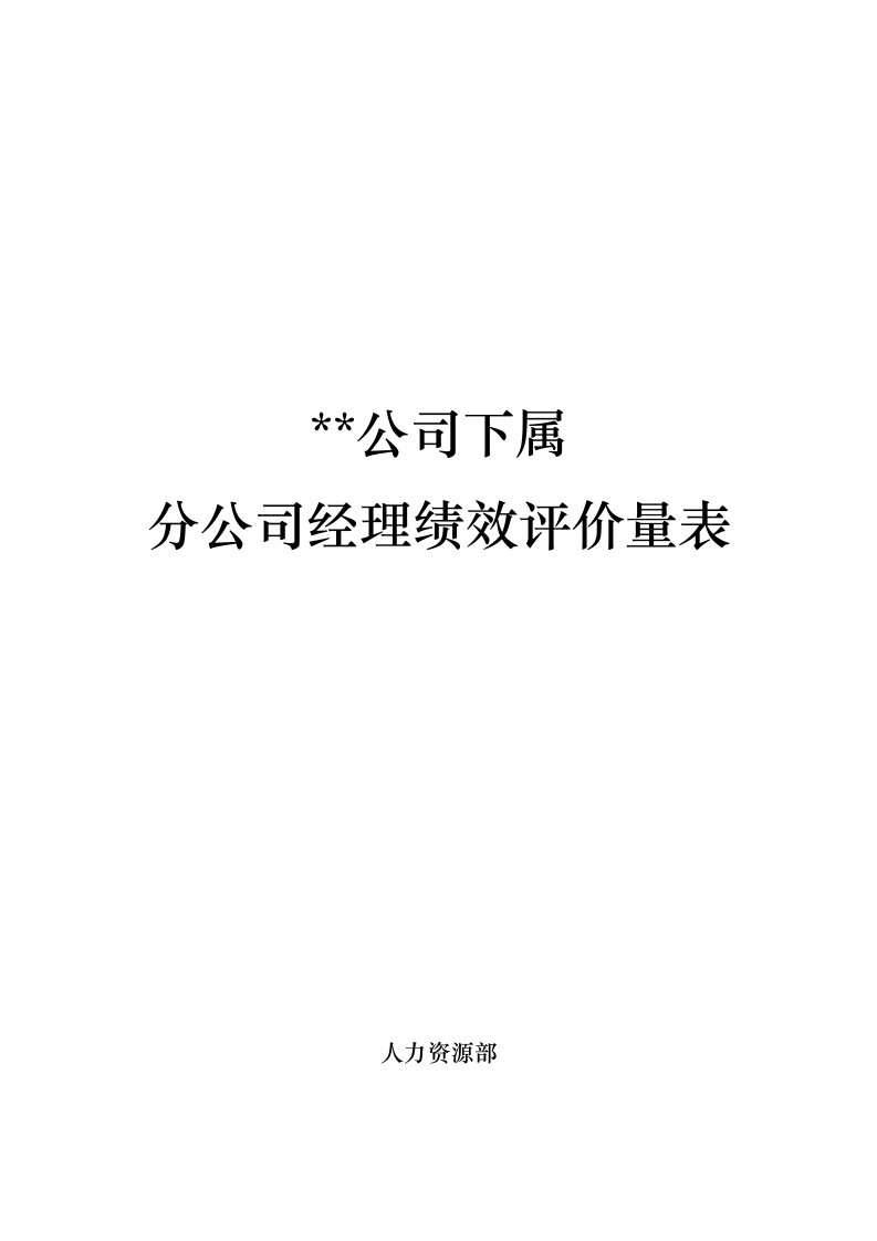 分公司总经理绩效评价量表