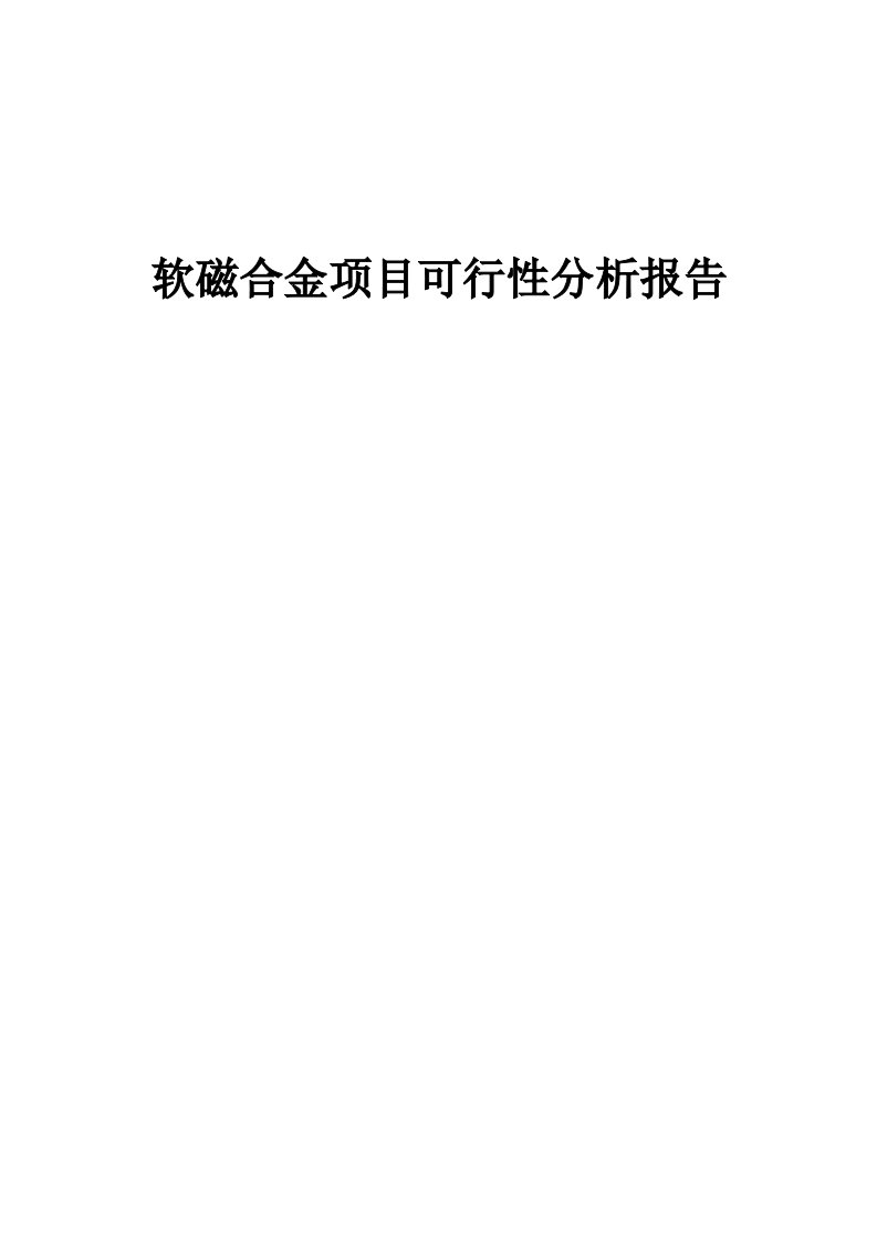 软磁合金项目可行性分析报告