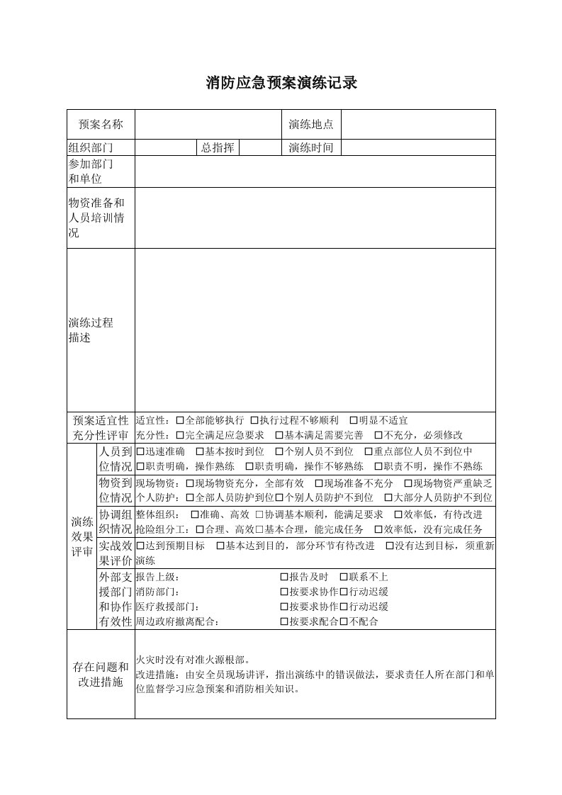 应急演练记录、方案、总结资料