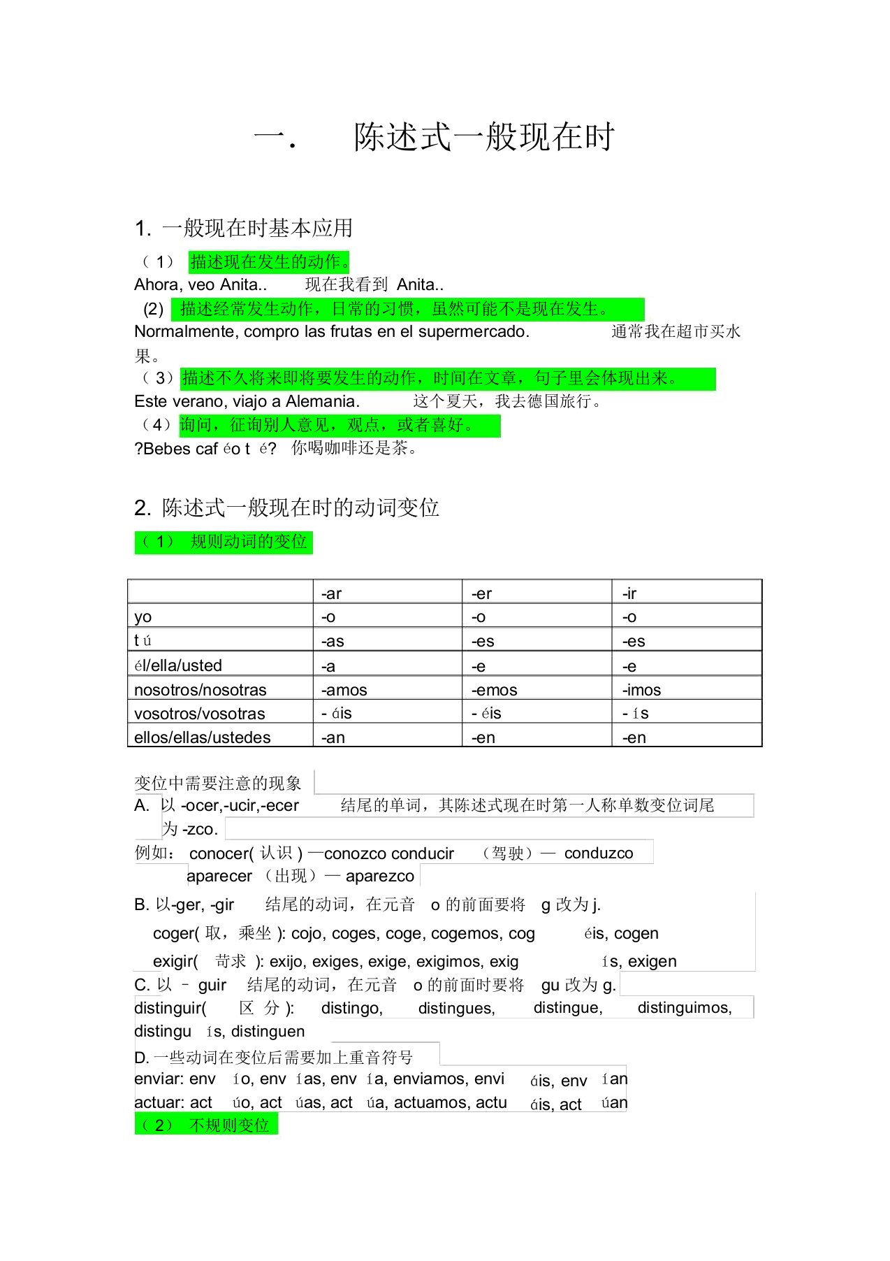 西班牙语时态总结