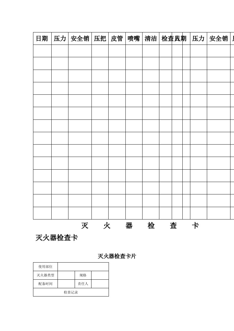 灭火器检查卡