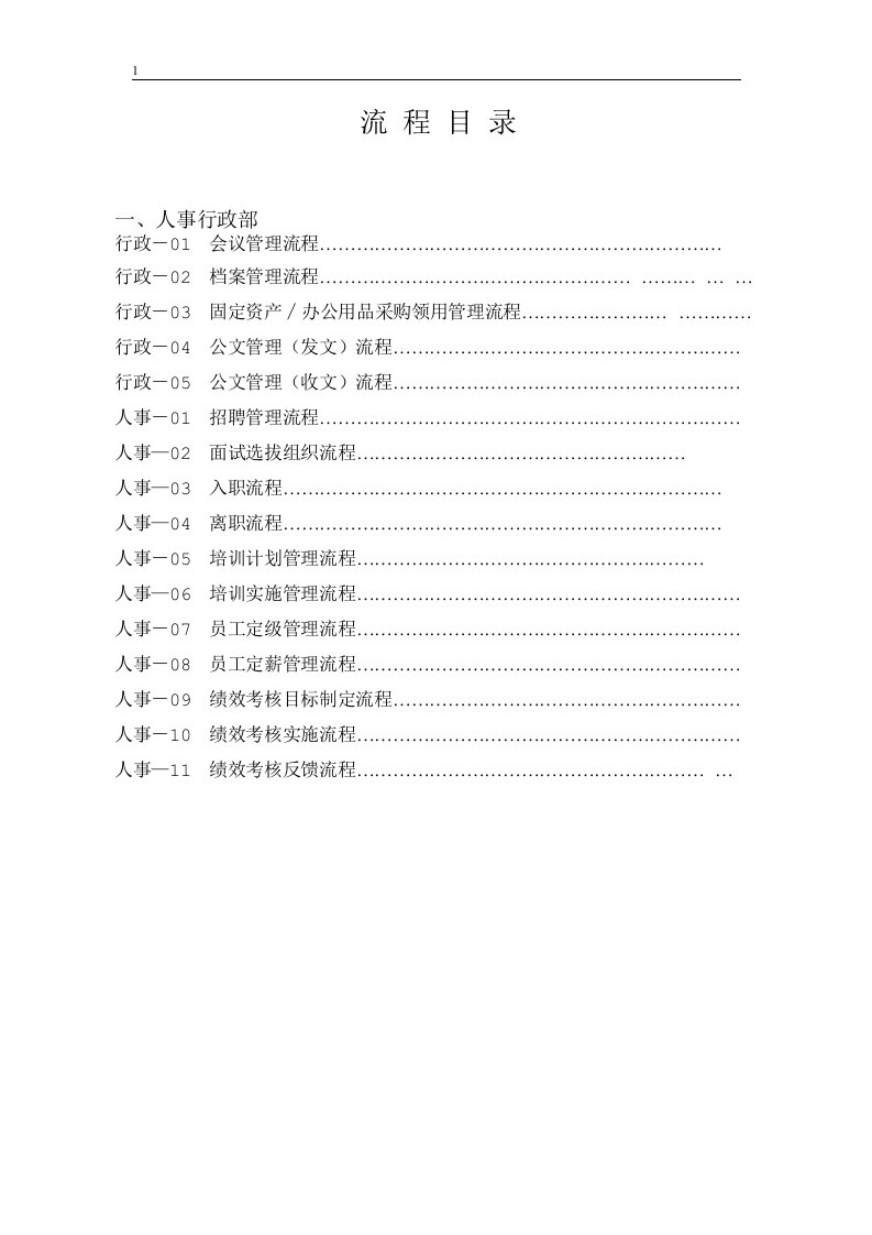 行政人事业务流程表