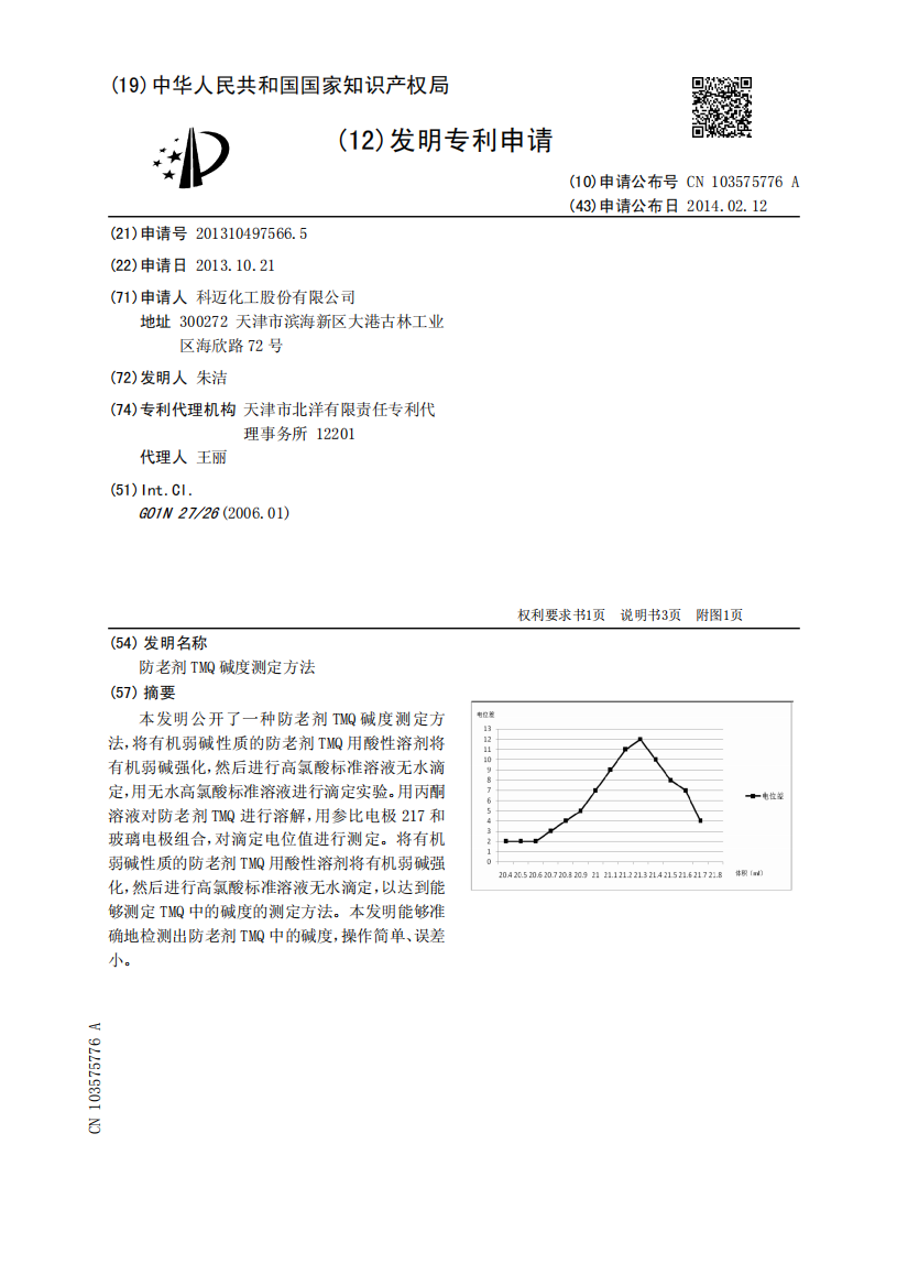 防老剂TMQ碱度测定方法