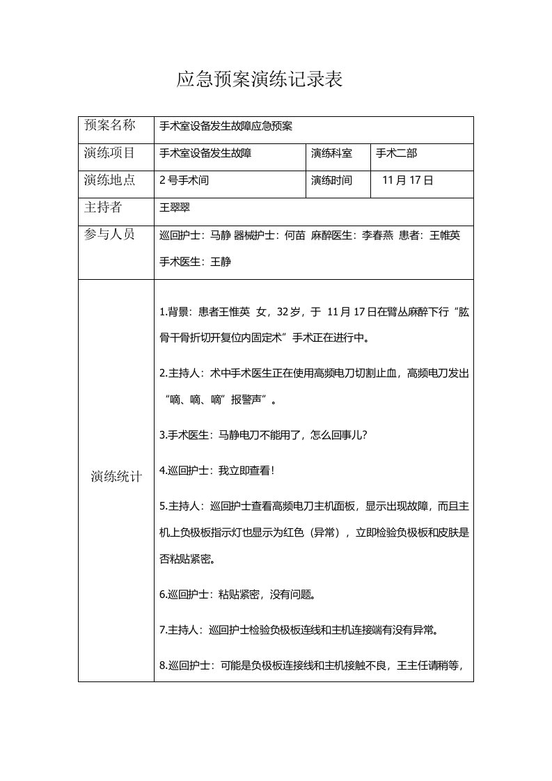 手术室设备发生故障应急预案