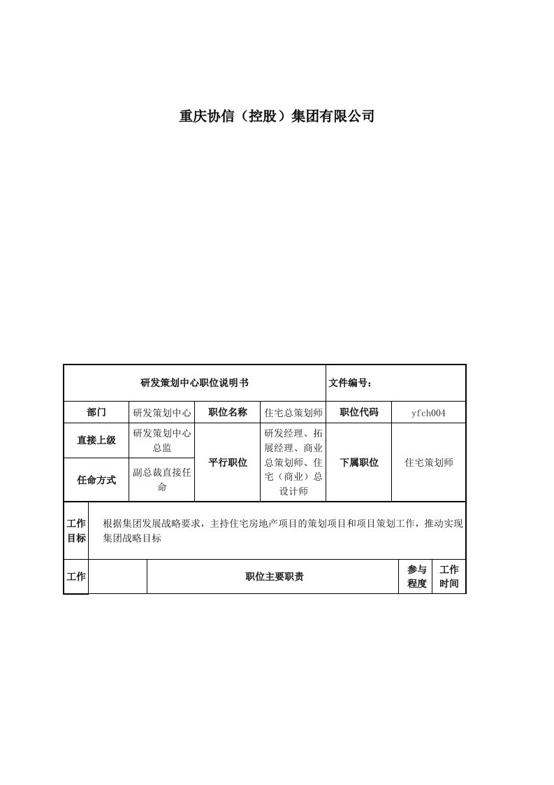 住宅总策划师职位说明书nd