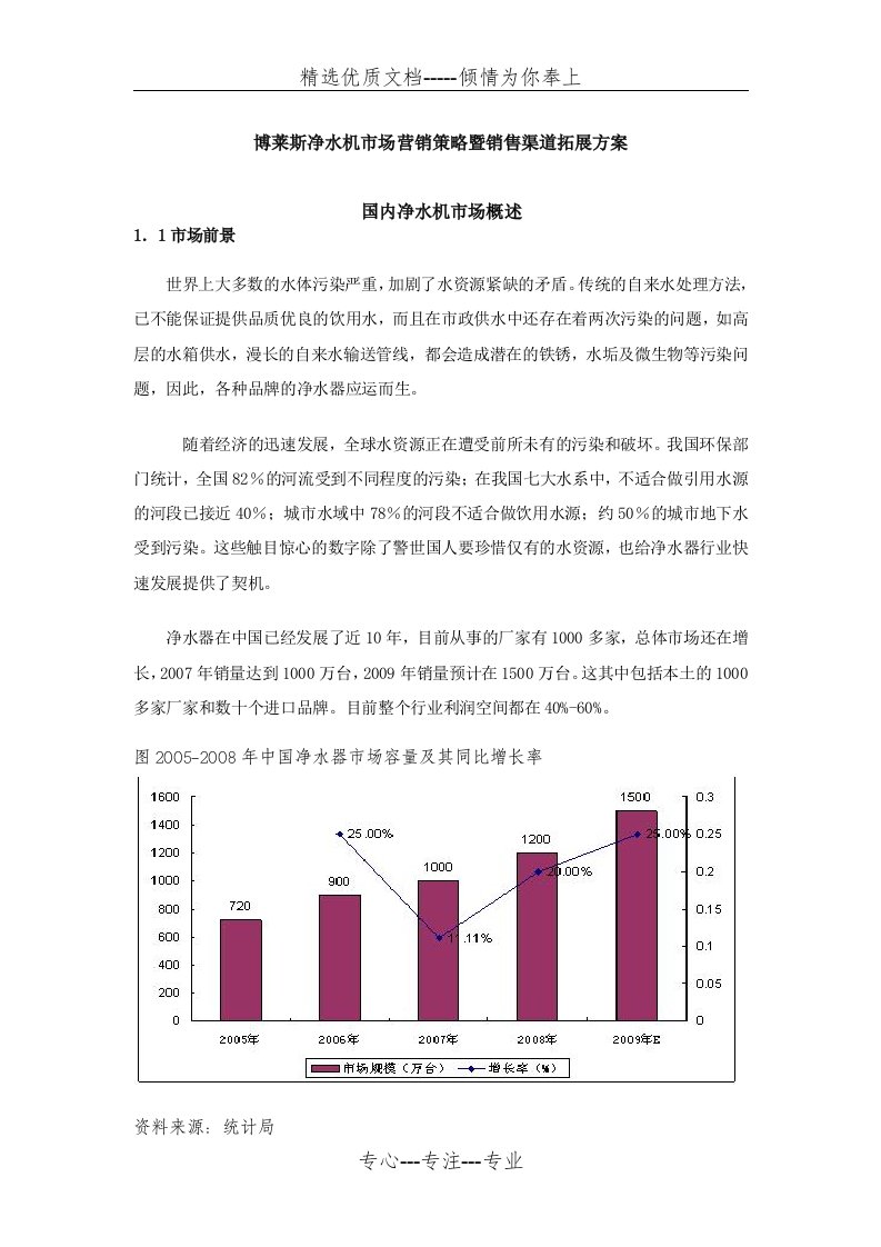 博莱斯净水机市场营销策略与渠道拓展方案(共11页)