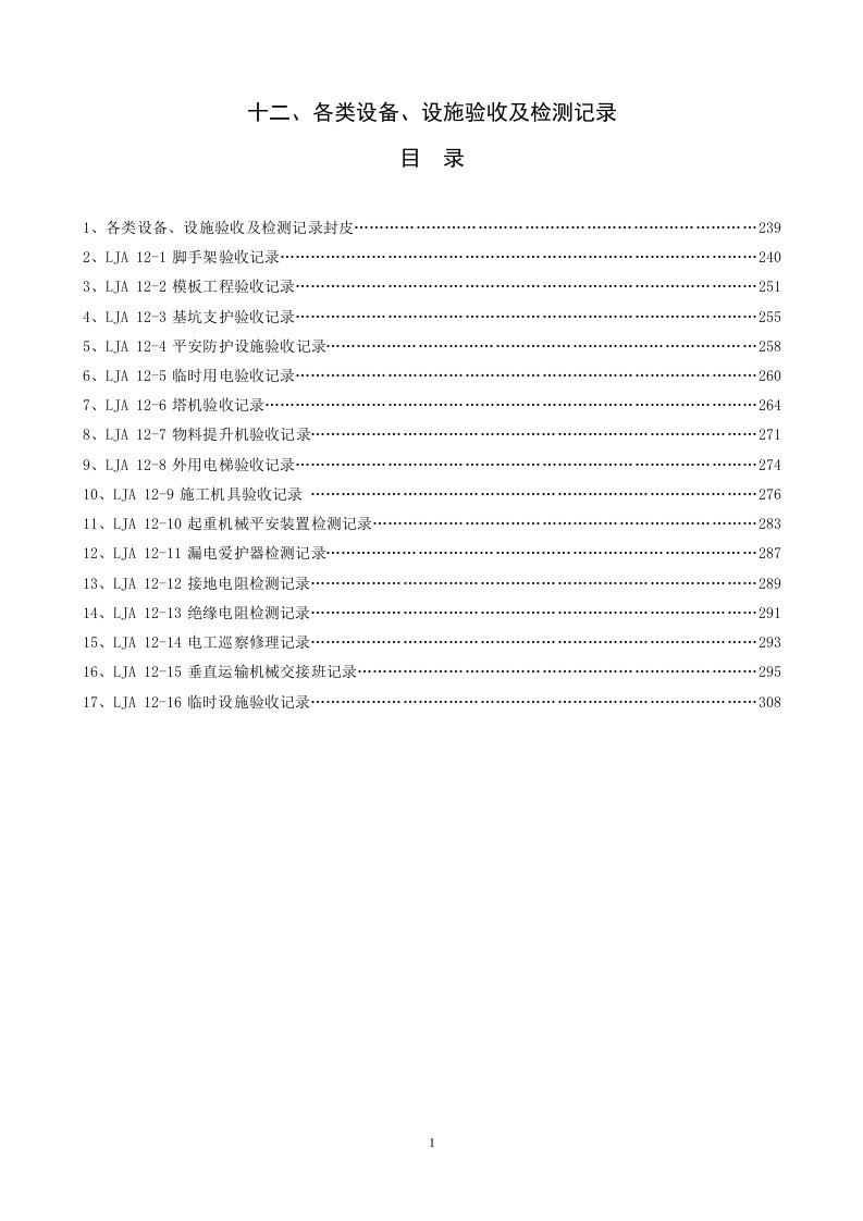 各类设备、设施验收及检测记录