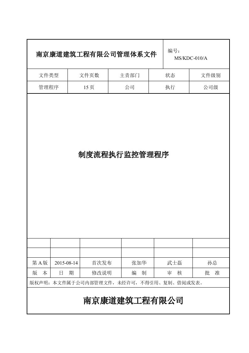 制度流程执行监控管理程序初稿