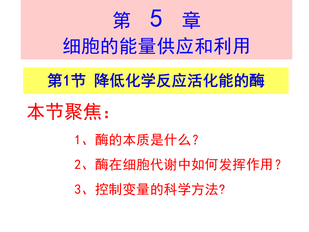 酶的作用本质和特性