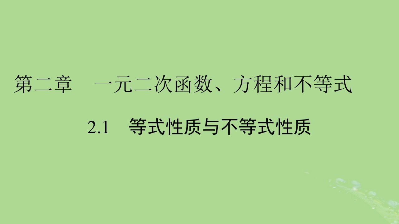 2022秋新教材高中数学第二章一元二次函数方程和不等式2.1等式性质与不等式性质课件新人教A版必修第一册