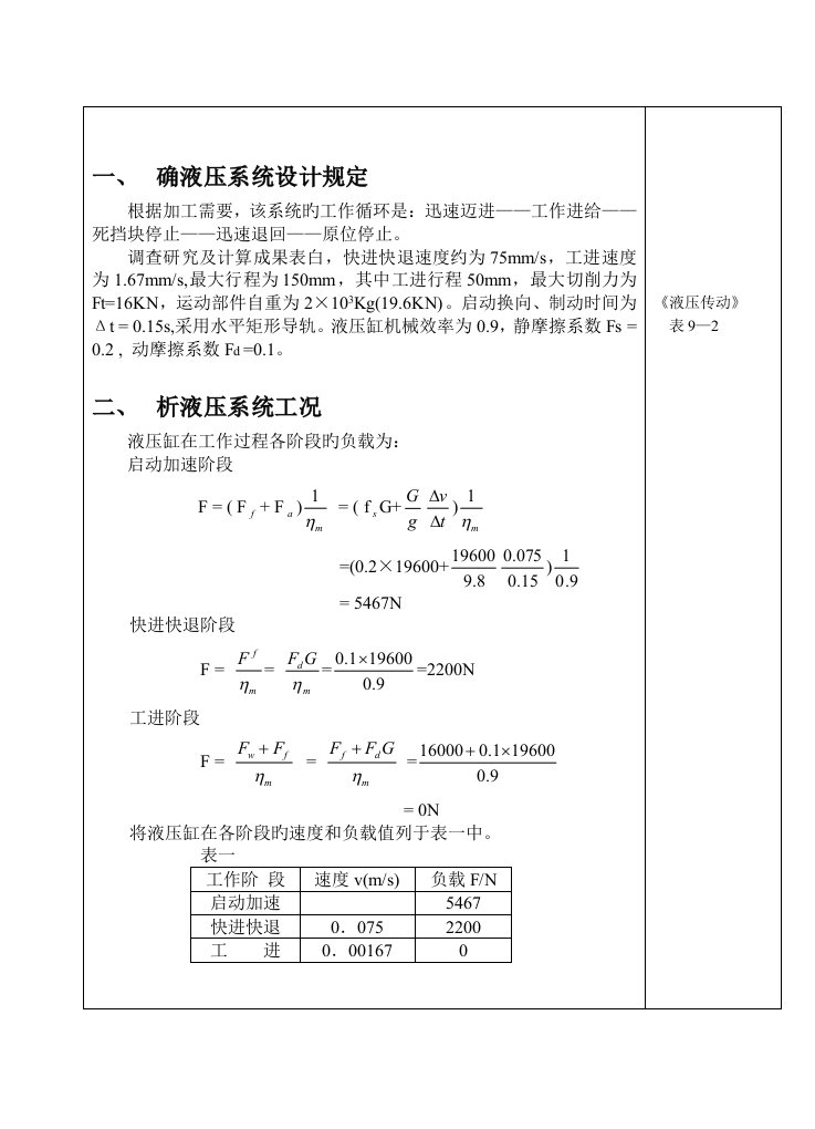 液压传动优质课程设计专项说明书