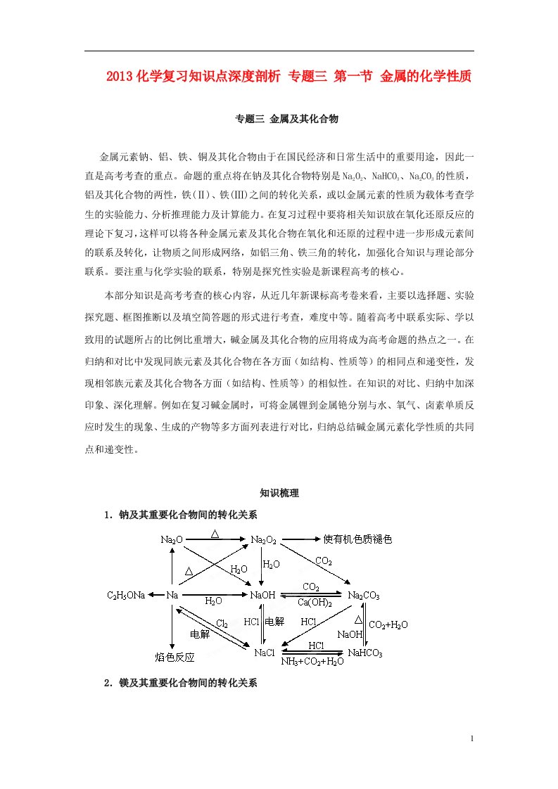 高考化学复习知识点深度剖析