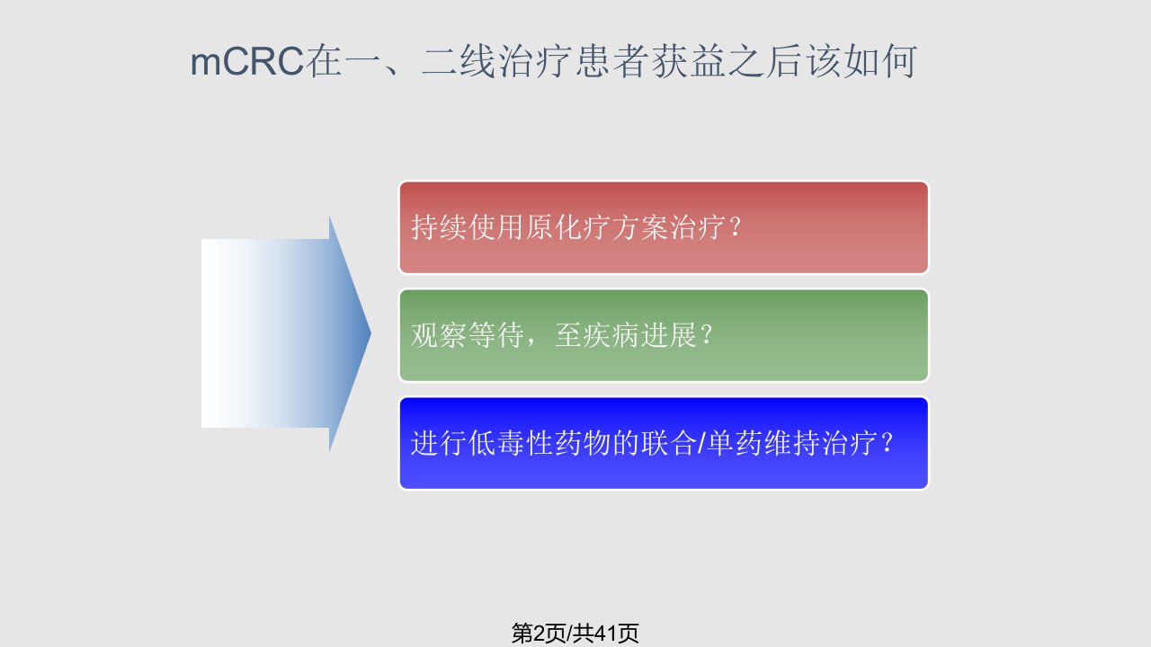 晚期结直肠癌mCRC的维持治疗