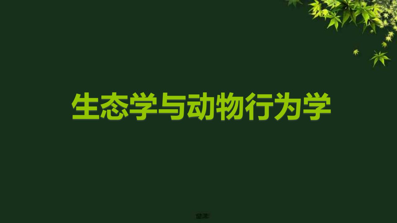 2020高三生物复习培优生态学与动物行为学课件