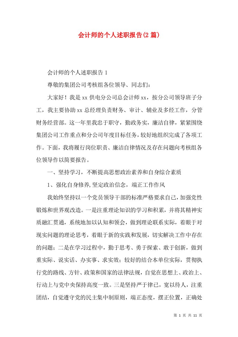 精编会计师的个人述职报告2篇