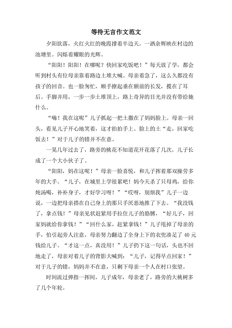 等待无言作文范文