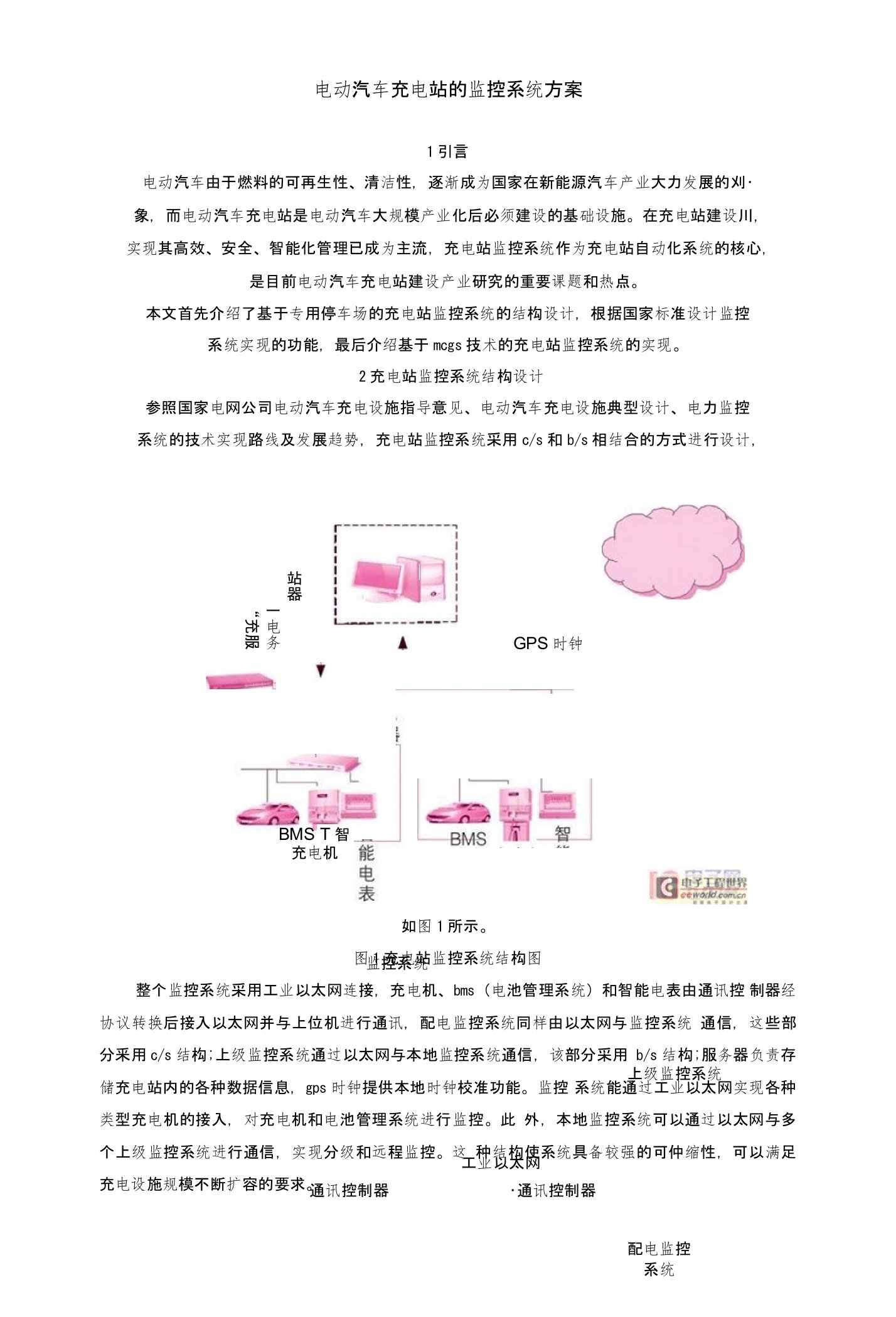 电动汽车充电站的监控系统方案