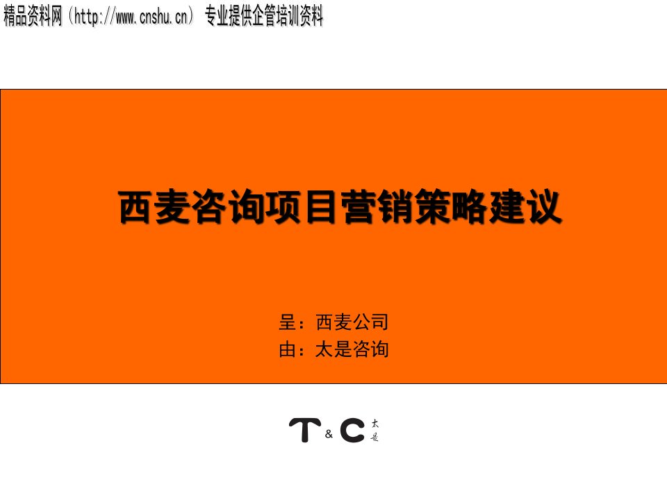 西麦咨询项目营销策略建议（PPT84)