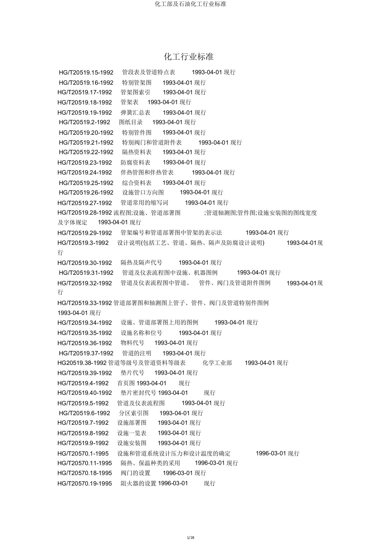 化工部石油化工行业标准