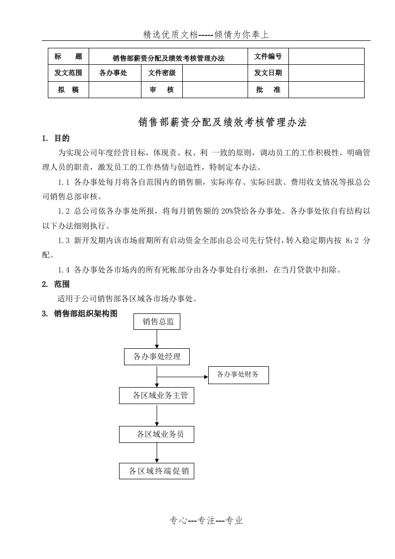 销售人员薪资及绩效考核管理办法2012(共8页)