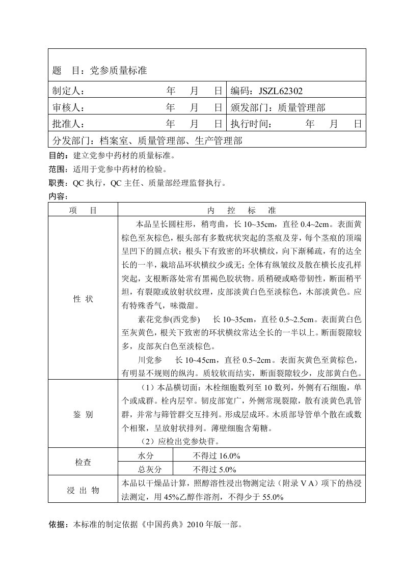 23-党参质量标准(新)