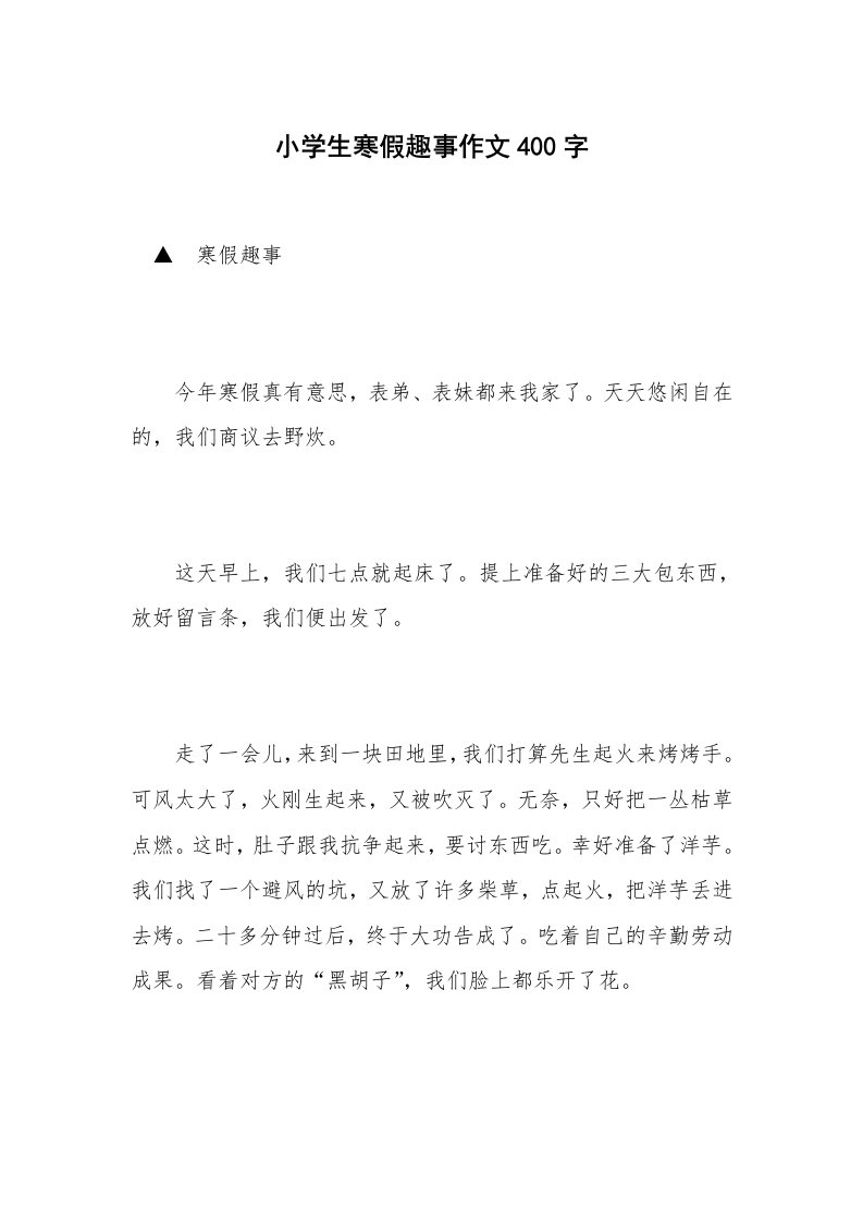 小学生寒假趣事作文400字