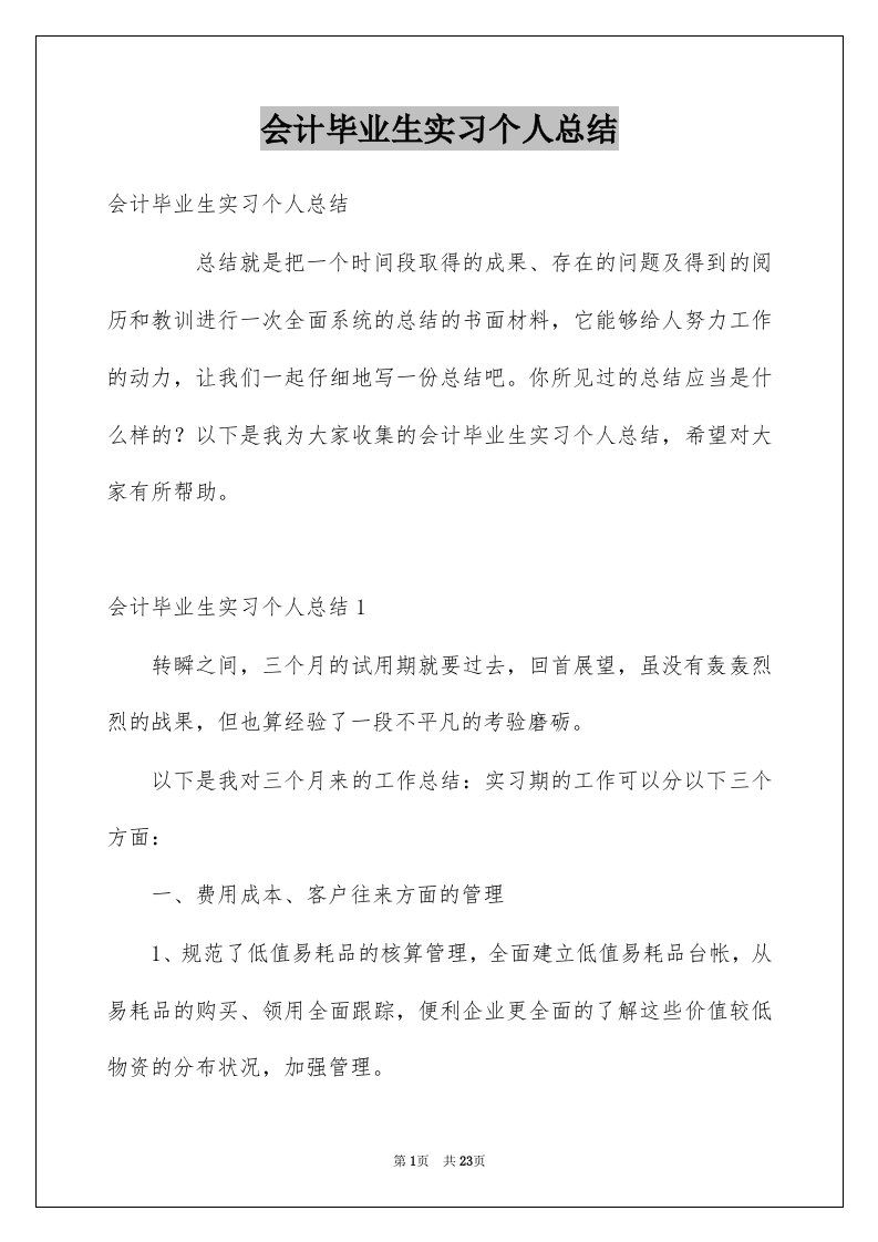 会计毕业生实习个人总结例文