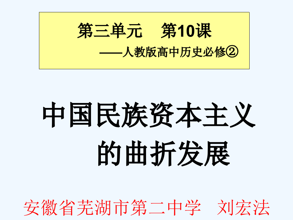 全国历史教说课评比课件：安徽刘宏法：中国民族资本主义的曲折发展